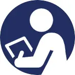 A person holding an open book in their hands.